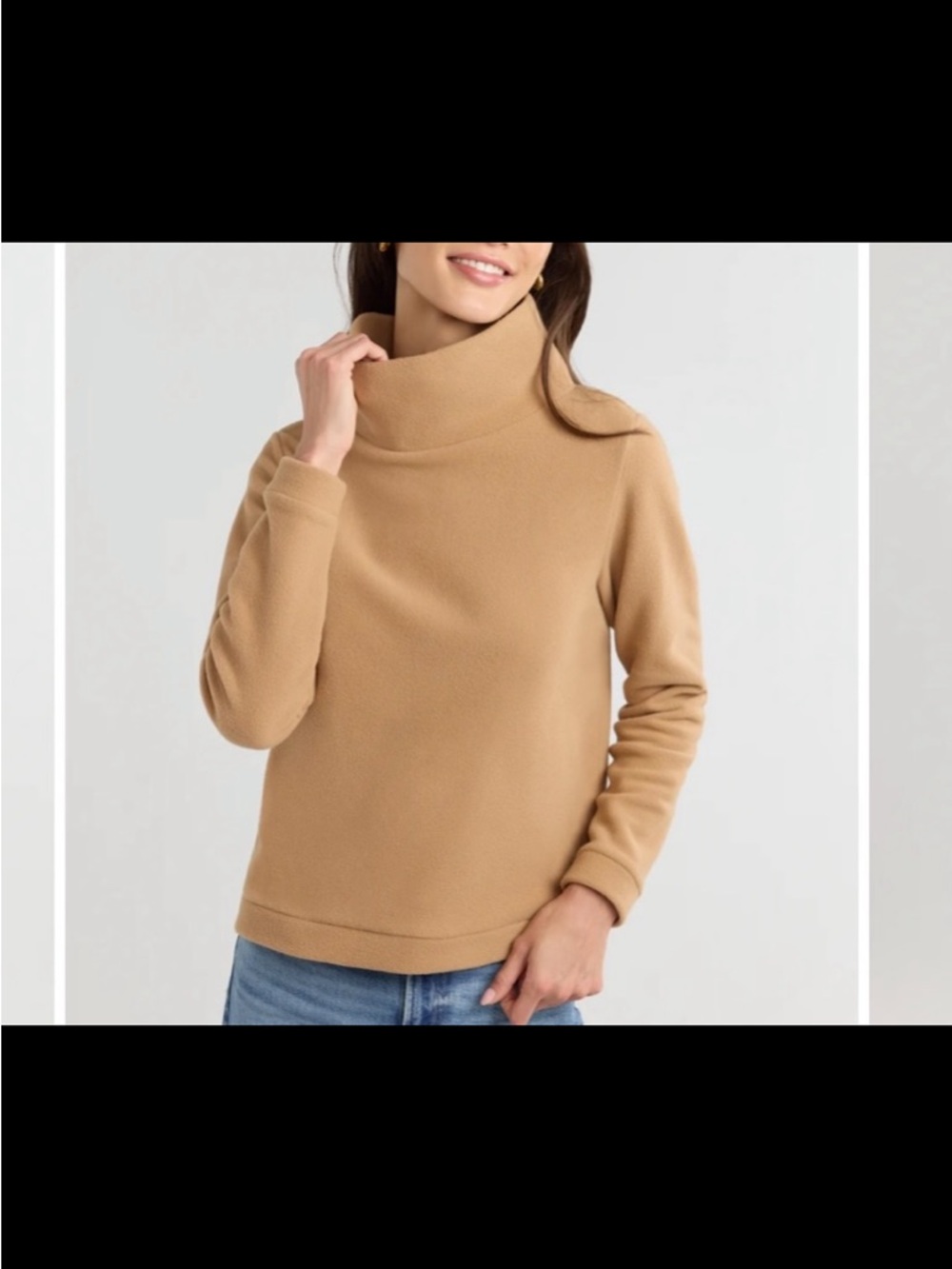 NWT Dudley Stephens Park Slope Turtleneck Fleece Pullover Camel/Tan Size S women